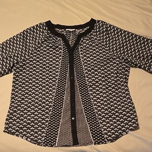 Calvin Klein Black and White Patterned Top